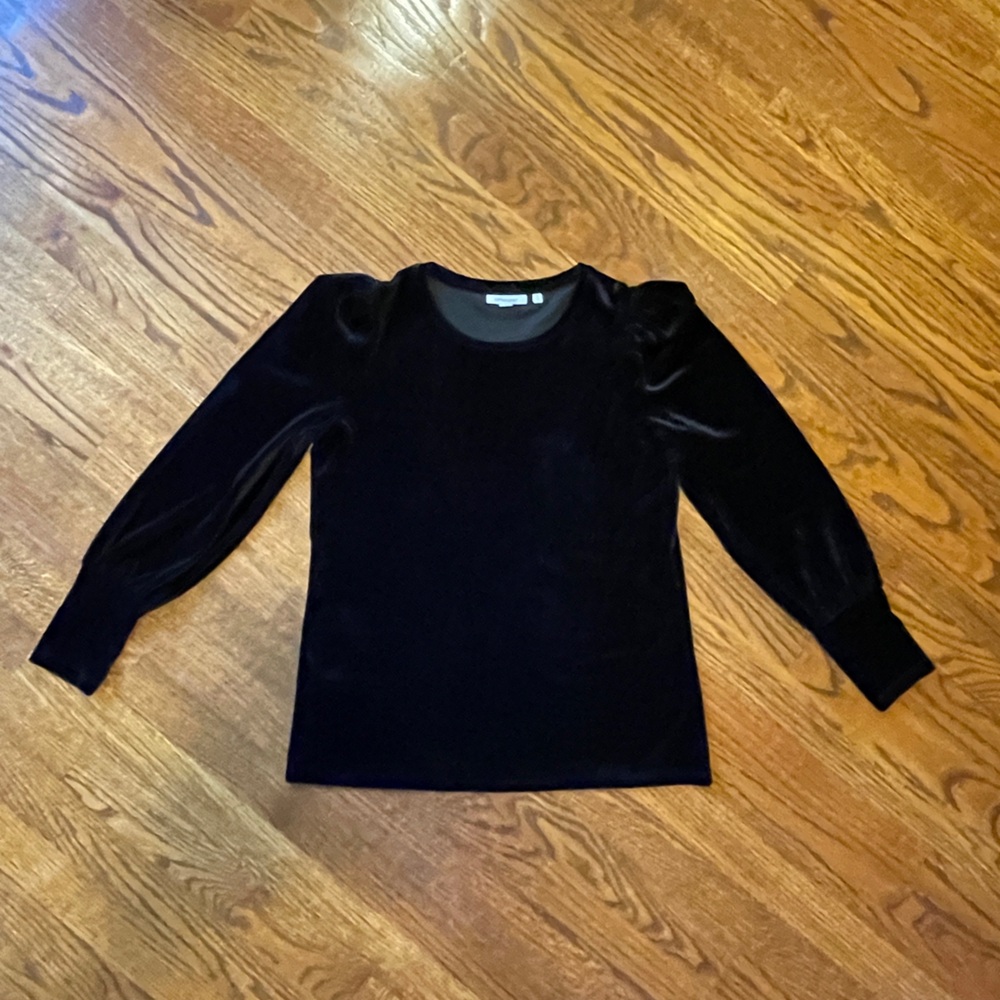 Chico’s Black Velvet Statement Sleeves Blouse - Size 0 // Size Small
